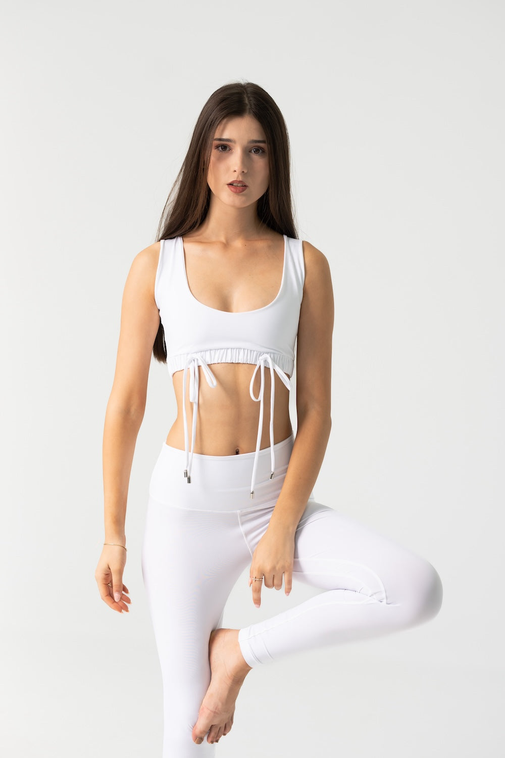 Amiel Slim Leggings Set in White