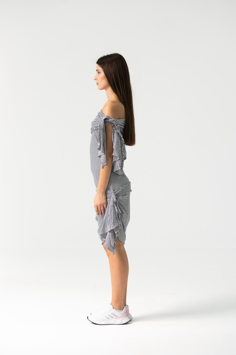 Chloe Dress in Black and White Striped Cotton