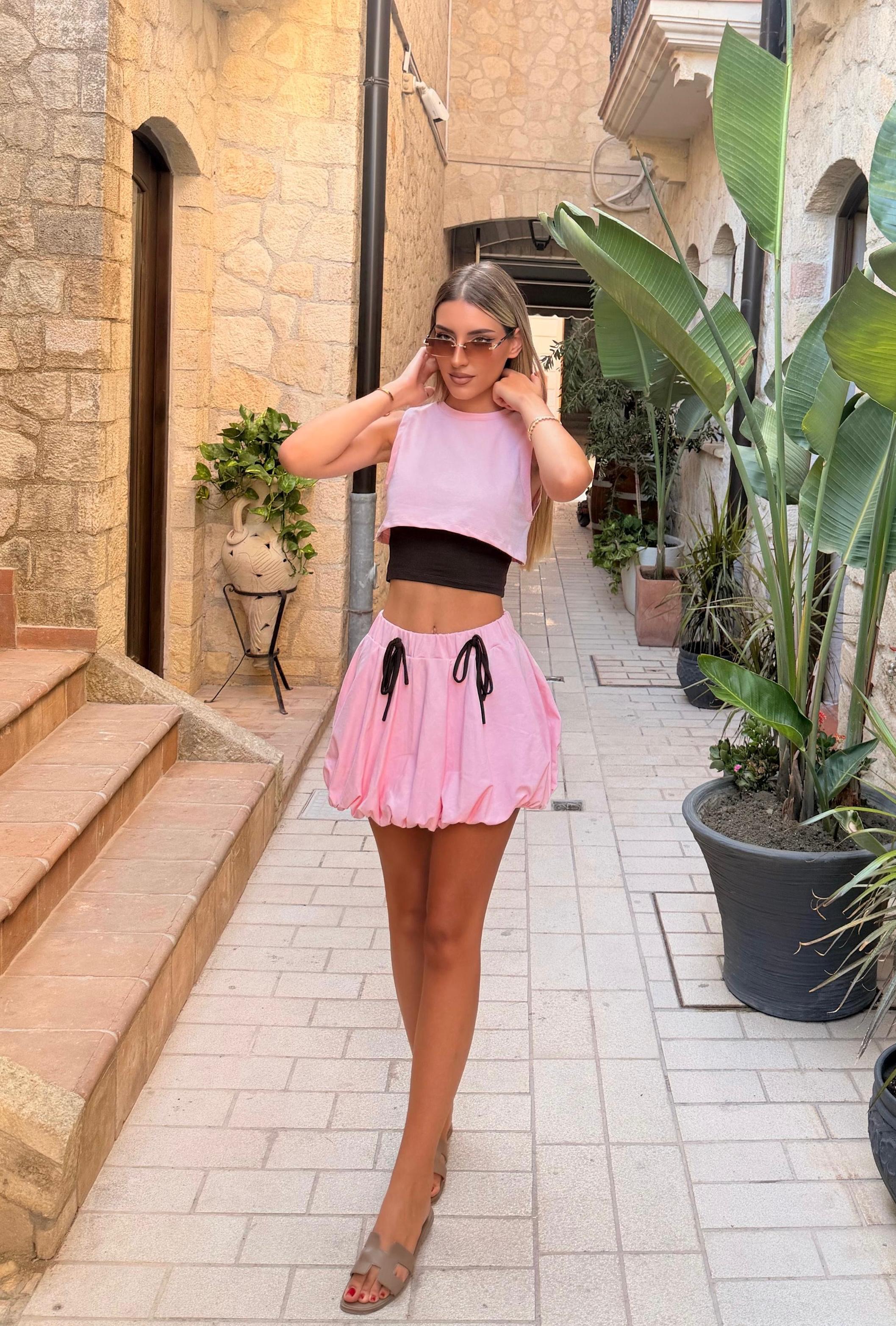 Poesy Skirt Set in Pink & Brown!