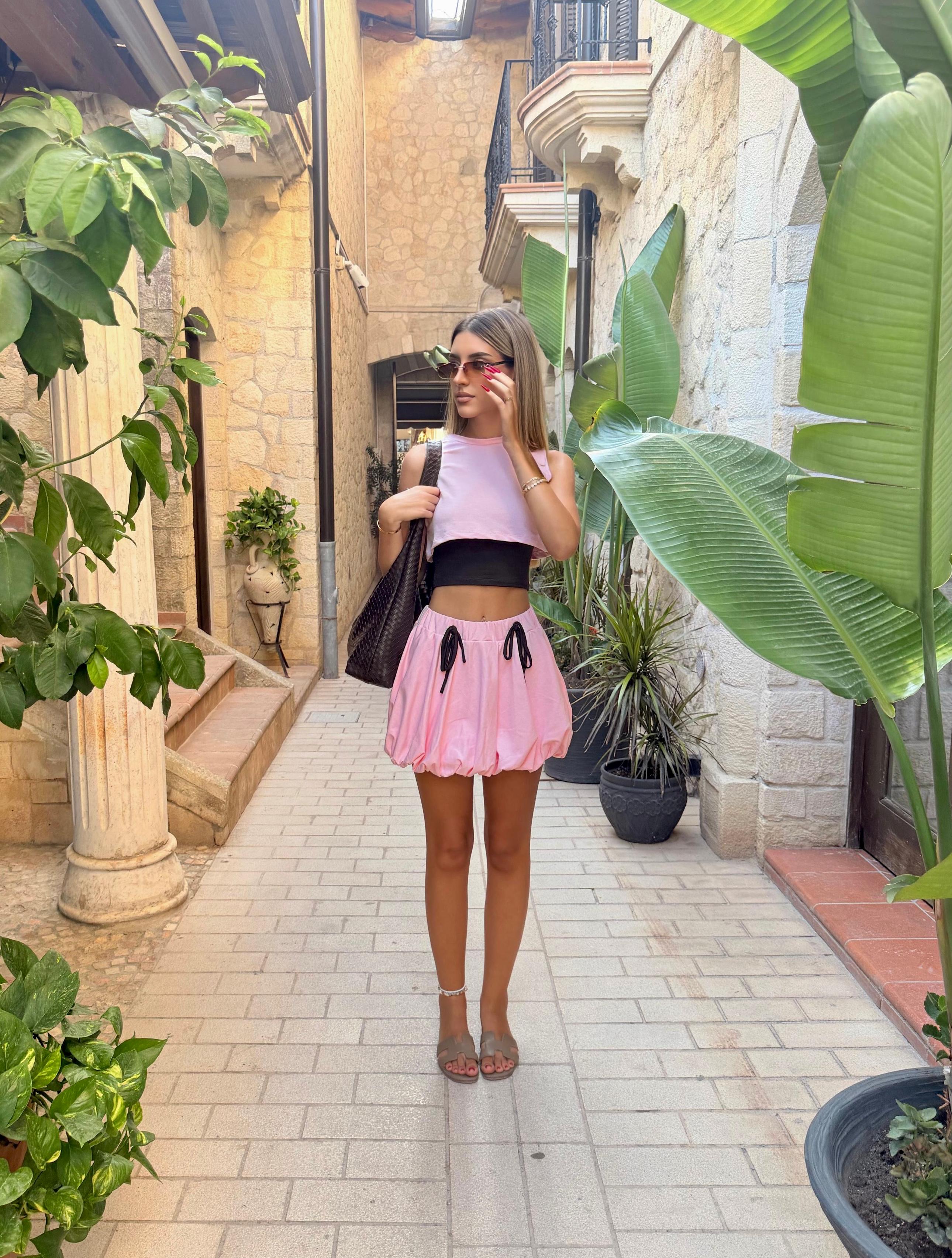 Poesy Skirt Set in Pink & Brown!