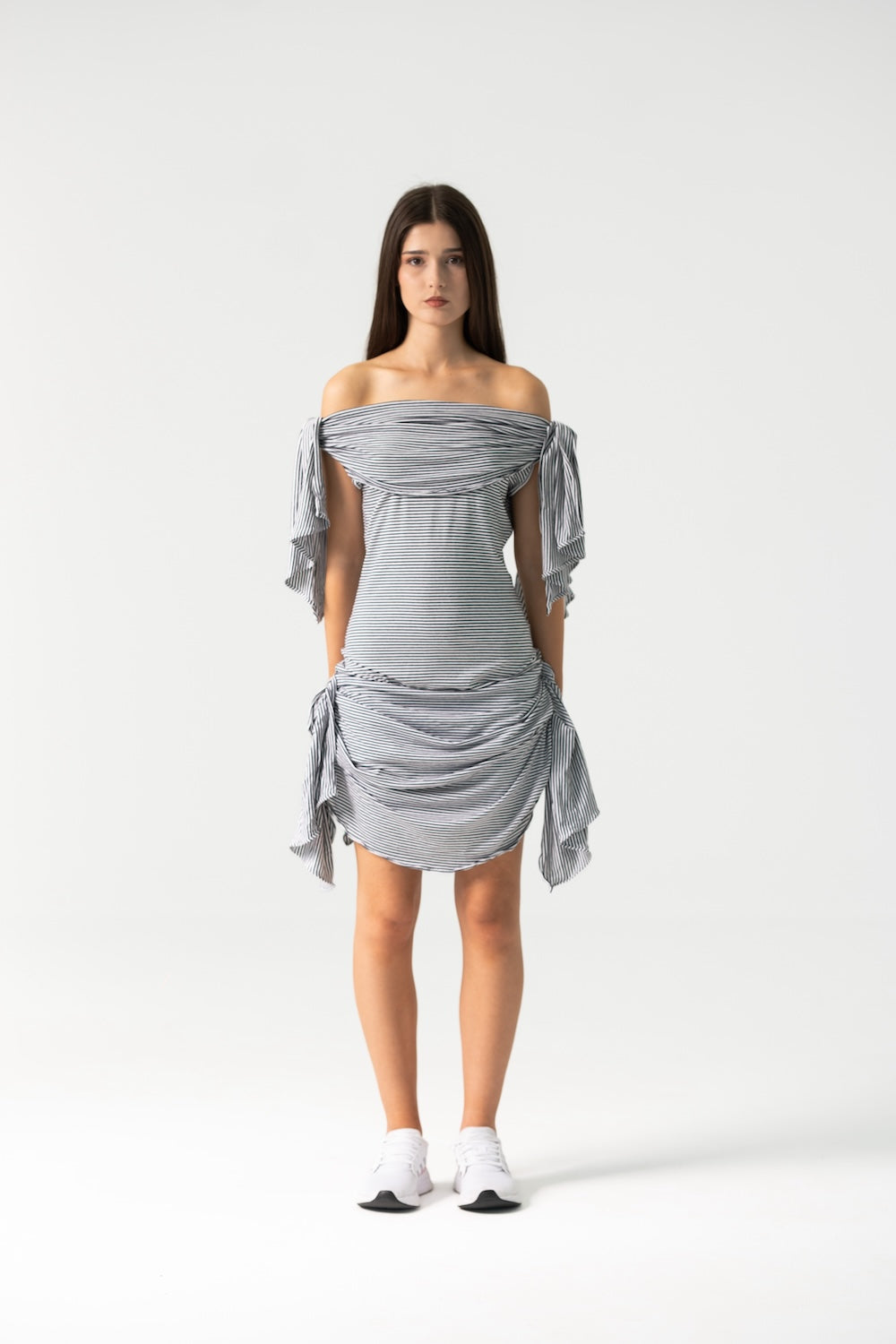 Chloe Dress in Black and White Striped Cotton