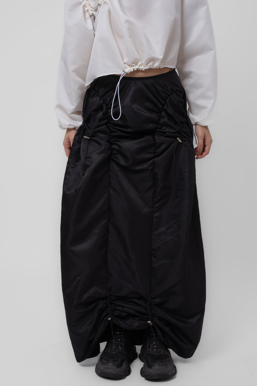 Isha Parachute Black Midi Skirt