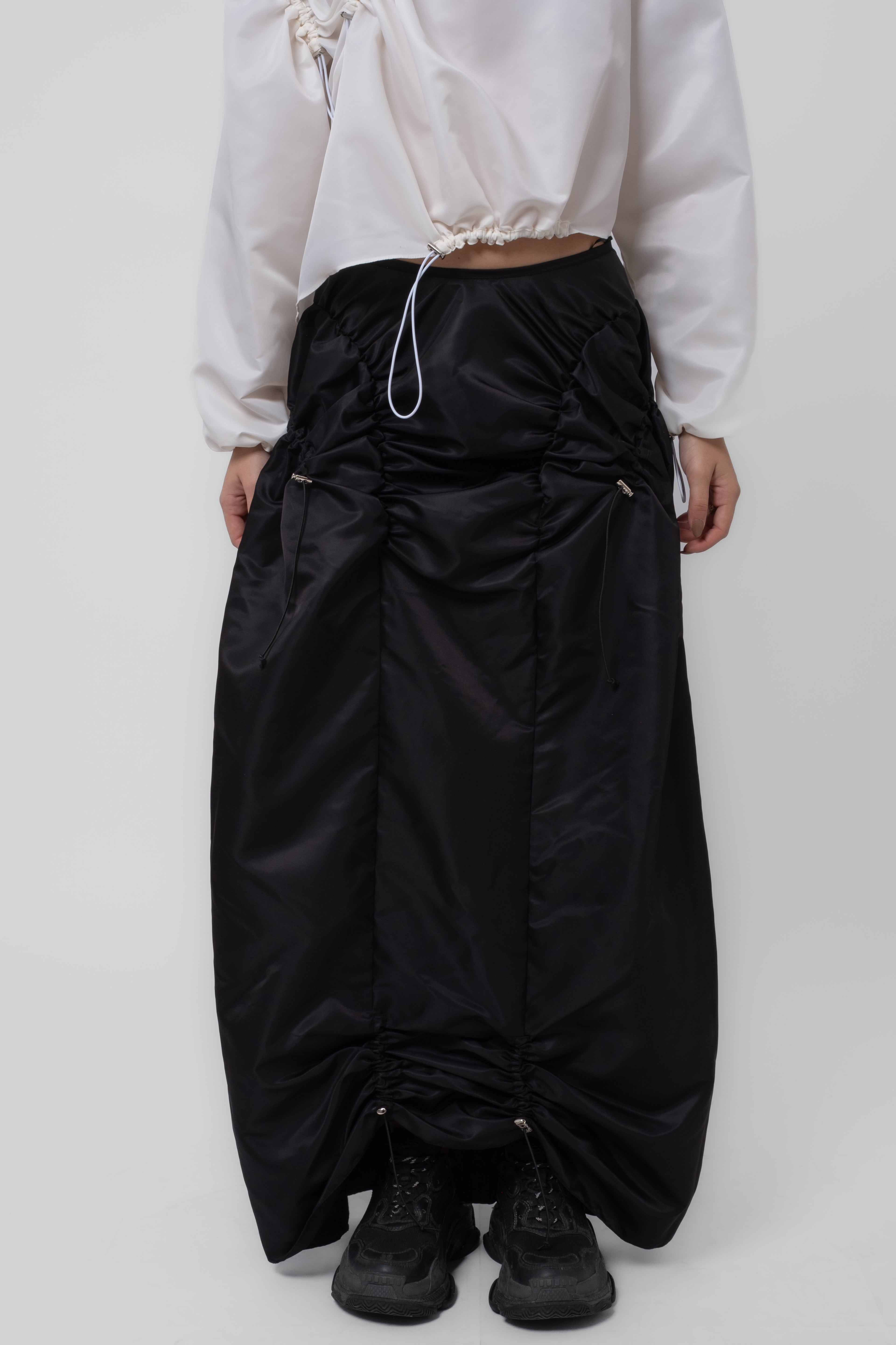 Isha Parachute Black Midi Skirt