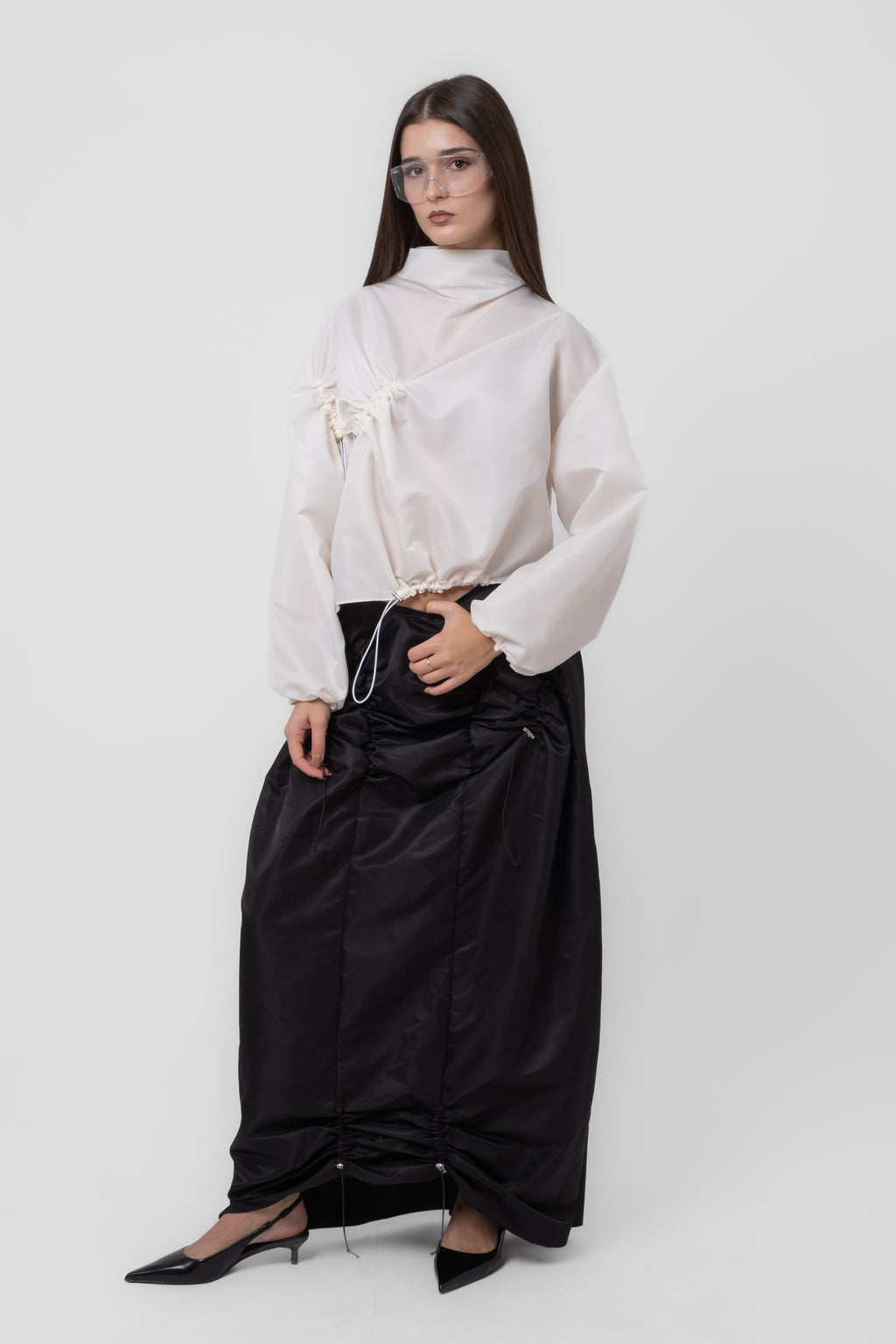Isha Parachute Black Midi Skirt