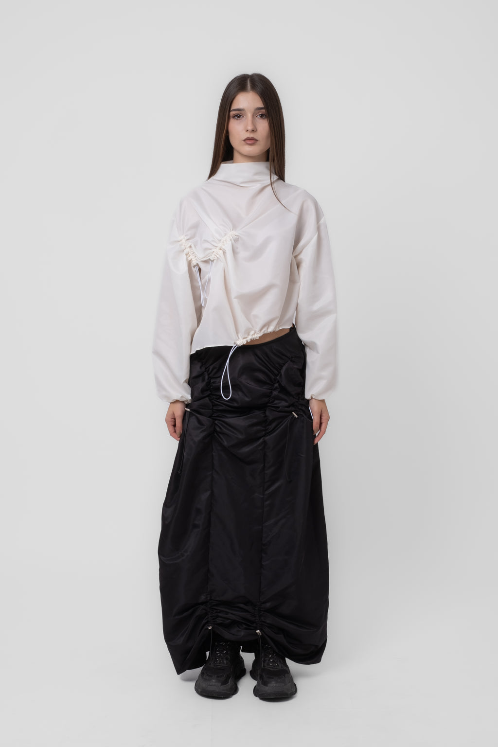 Isha Parachute Black Midi Skirt