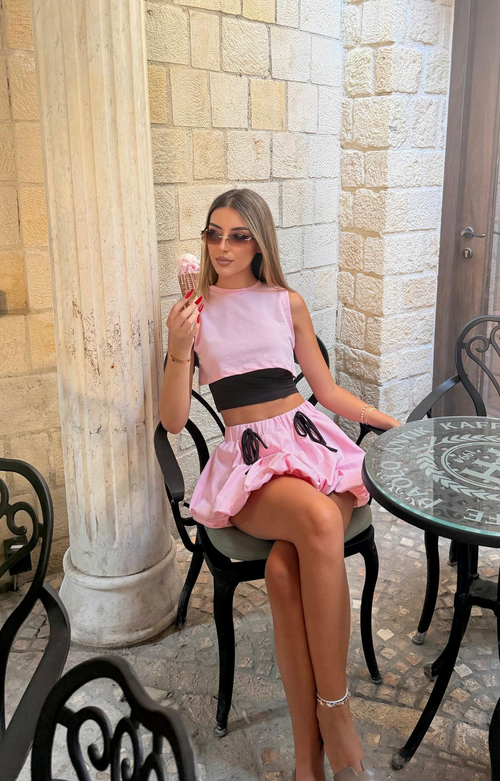 Poesy Skirt Set in Pink & Brown!